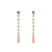 Amor Earrings - Rose Quartz Drop Statement Gold Plated Silver Earrings