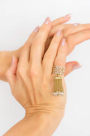 OMAN 14 & 18k Yellow Gold & Diamonds Tassel Pinkie Ring