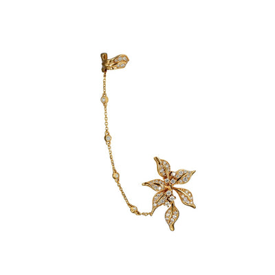 18k Rose Gold & Diamonds Orchid Earring with Cuff