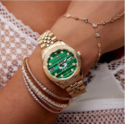 TIMEX x Jacquie Aiche Limited Edition Malachite Evil Eye Watch