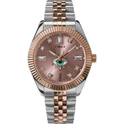 TIMEX x Jacquie Aiche Legacy Rose Gold Two-Tone Sunray Evil Eye Watch - PINK