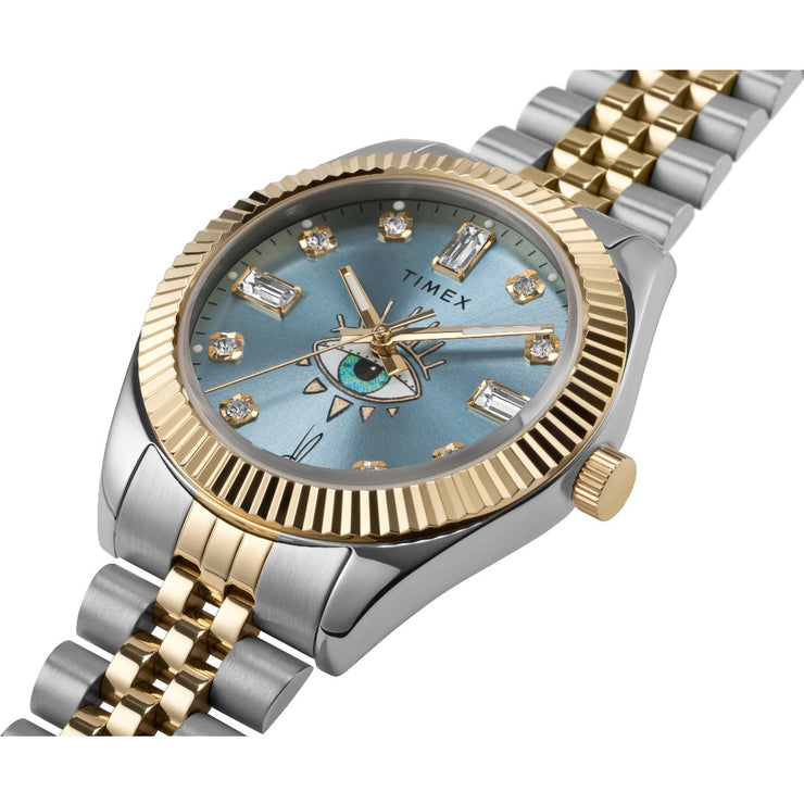 TIMEX x Jacquie Aiche Legacy Yellow Gold Two-Tone Sunray Evil Eye Watch - BLUE