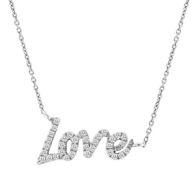 MeiraT White Gold and Diamond Love Necklace