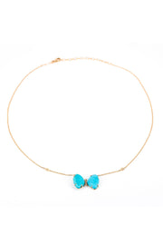 Jacquie Aiche Turquoise Butterfly Rose Gold & Diamond Necklace