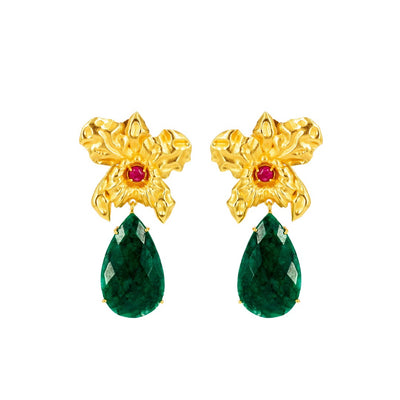 Orchid Earrings Emerald