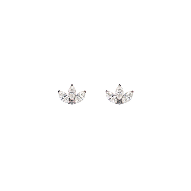 18k White Gold and Diamond Flower Single Earring