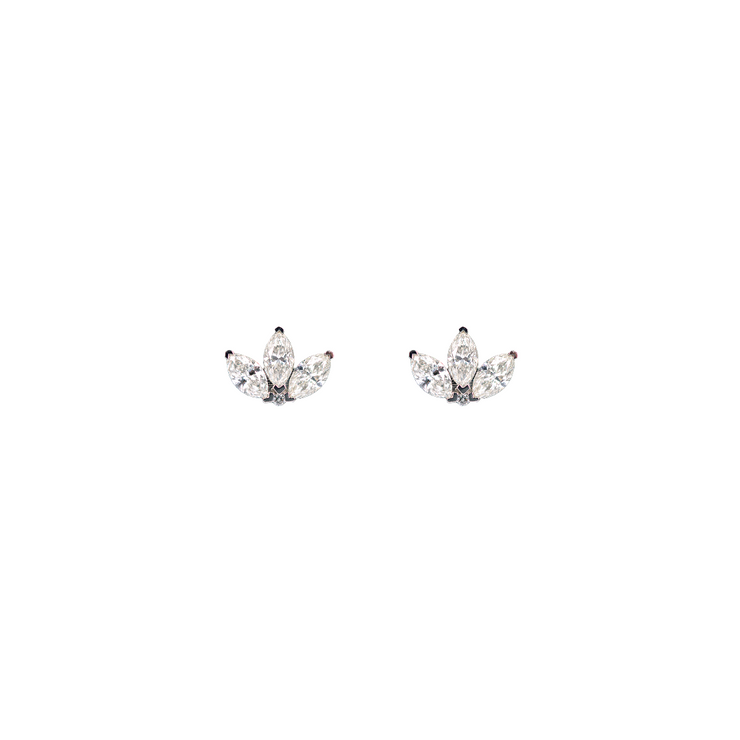 18k White Gold and Diamond Flower Single Earring