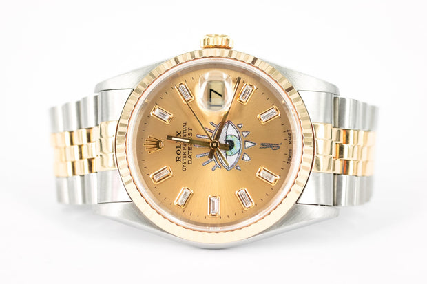 Jacquie Aiche Custom Evil Eye Gold & Diamond Datejust Rolex Watch